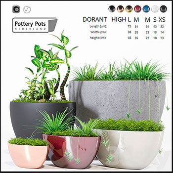 绿色植物盆栽陶罐盆栽3D模型16图库网精选