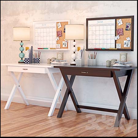 简单的家用办公桌3D模型16设计网精选