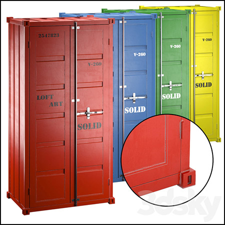4种颜色工业货柜资料柜3D模型16素