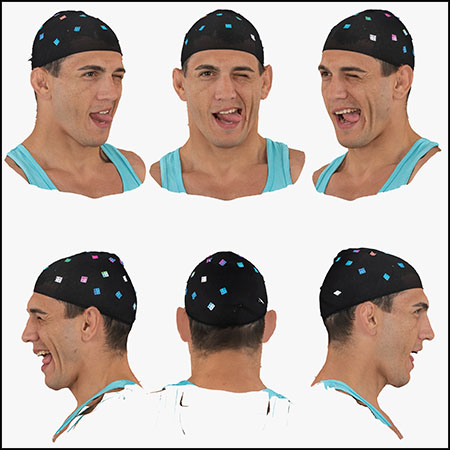 吐舌头滑稽姿势的人体头部3D模型16设计网精选
