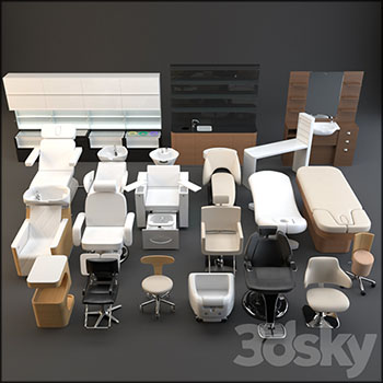 美容院水疗馆休闲躺椅床椅休闲椅按摩床3D模型16设计网精选