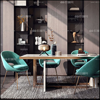 客厅餐桌和餐椅3D模型16设计网精选