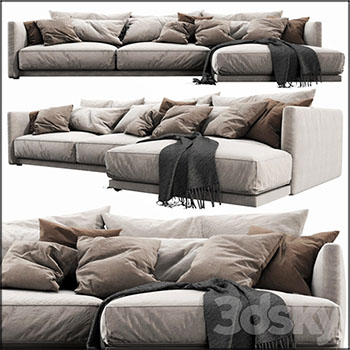 转角沙发和枕头靠背3D模型16设计网