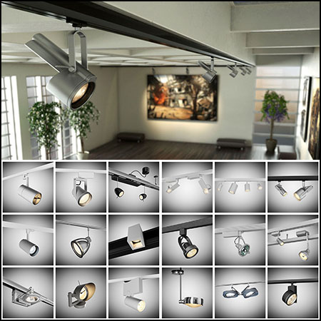 50款室内射灯筒灯灯具3D模型16图库网精选