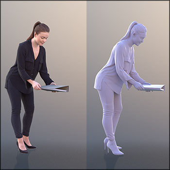办公室递文件的商务女性3D模型素材天下精选