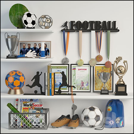 足球奖牌奖杯等装饰品3D模型16设计