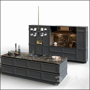 Kitchen厨房橱柜碗柜3D模型素材天下精选