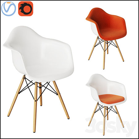 Eames简约塑料扶手椅3D模型素材天