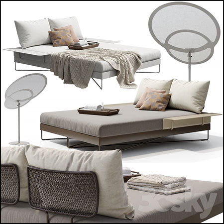 现代沙发床和床上用品3D模型