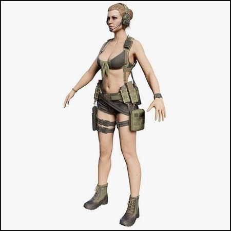 性感的欧美士兵女孩3D/C4D模型