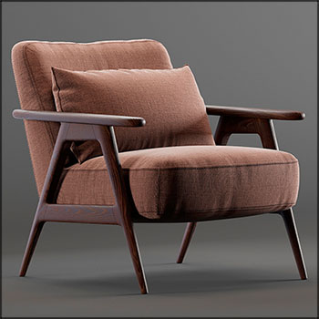 实木扶手椅沙发椅3D模型16设计网精选