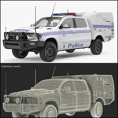 轻型皮卡警车C4D/3D模型16设计网精