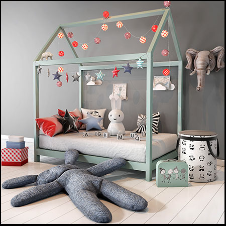 可爱的儿童床3D模型16设计网精选