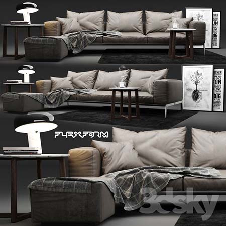 Flexform Lifesteel欧式转角沙发3D模型16设计网精选