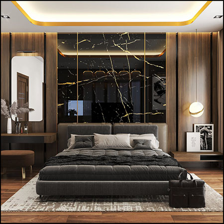 现代卧室和客厅场景3D模型By Phuong Ha