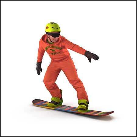 滑雪板爱好者人物3D模型素材天下精选