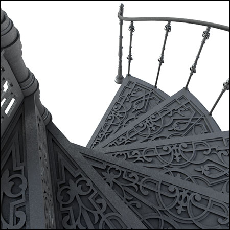 欧式风格家用旋转楼梯3D模型16素材网精选