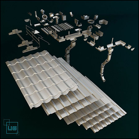 屋顶排水管套装3D模型16设计网精选
