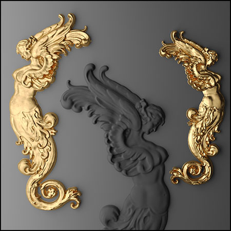天使石膏金色装饰品3D模型素材天下精选