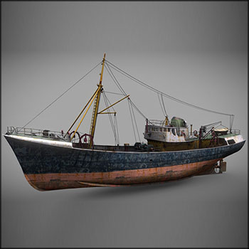 1950年北海柴油拖网渔船3D模型16设计网精选