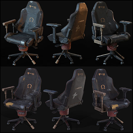 破旧旋转办公椅3D模型16设计网精选
