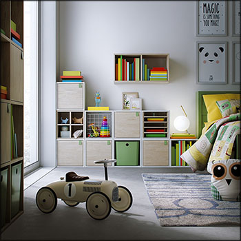 儿童房场景家具玩具收纳柜3D模型素材天下精选