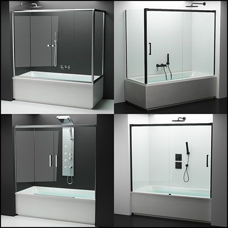 带浴缸一体式淋浴房3D模型16设计网精选