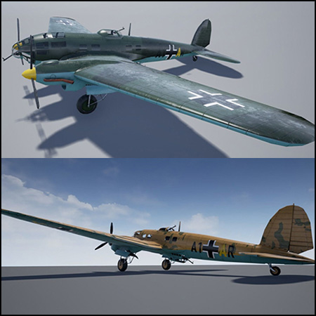 Heinkel 111 VR / AR / 低多边形3D模型16设计网精选
