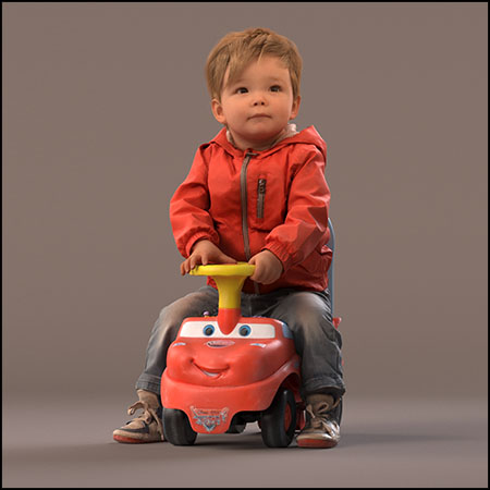 玩扭扭车玩具车的小男孩3D模型16图库网精选