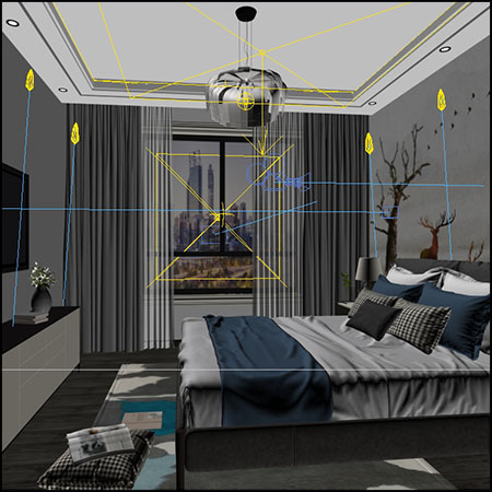五矿渤海湾现代轻奢（黑白灰）卧室3D模型16设计网精选