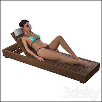 躺在沙滩椅上的女人3D模型16设计网