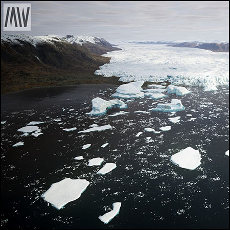 冰山冰洞岩石和植物北极格陵兰岛景观UE4模型