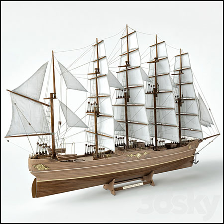 Sailboat帆船装饰摆件3D模型16设计网精选
