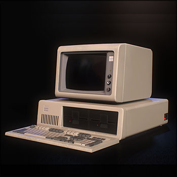 80年代个人计算机（IBM PC XT 5150）3D模型16素材网精选