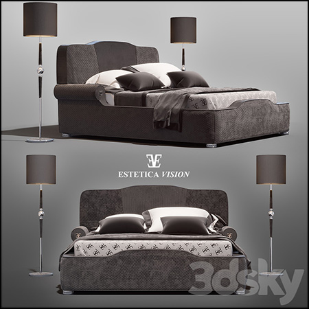 欧式双人床和台灯3D模型16设计网精选
