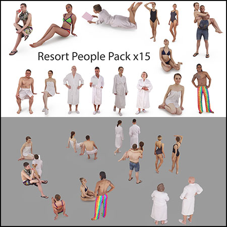 15个穿着睡衣泳衣男人女人老人人物3D模型16图库网精选