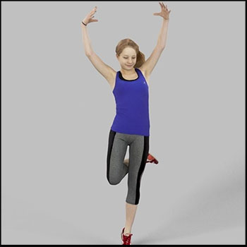 跳舞的年轻女孩3D模型16设计网精选