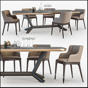 餐桌和餐椅酒杯组合3D模型16设计网精选