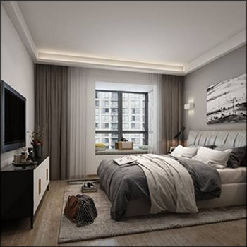 现代卧室室内场景3DMAX模型