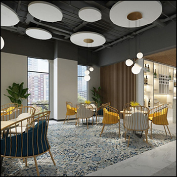 现代水吧茶餐厅休闲会所室内场景3D模型16设计网精选