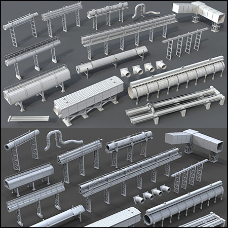 15款工业管道3D模型素材天下精选