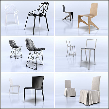 6张高精度简约椅子3D模型