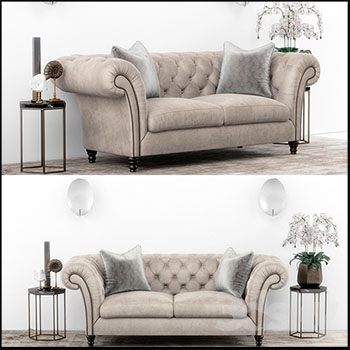 欧式双人沙发和沙发垫3D模型16设计网精选