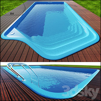 室外大型游泳池3D模型