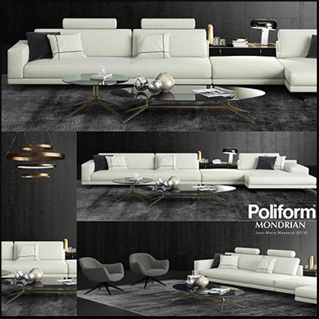 Poliform Mondrian家用转角沙发3D模型