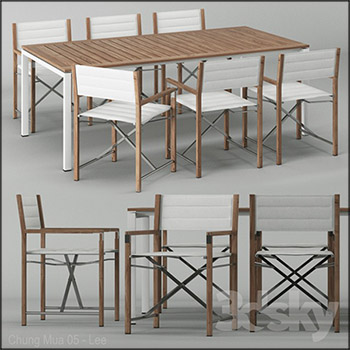 木质餐桌餐椅3D模型16设计网精选