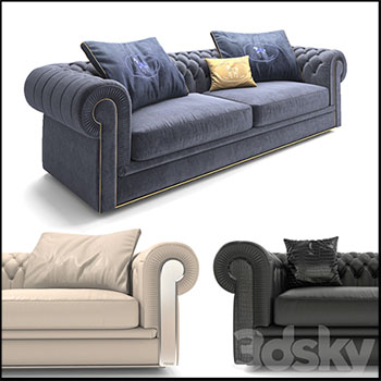 欧式双人沙发和靠垫3D模型16设计网精选