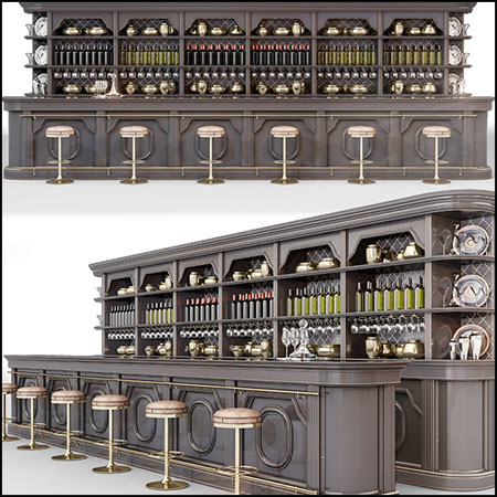 欧式酒吧接待台3D模型16图库网精选