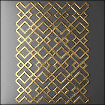 新中式金色花纹线条墙面装饰3D模型