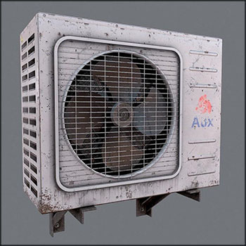 破旧的AUX空调外机3D模型16设计网精选